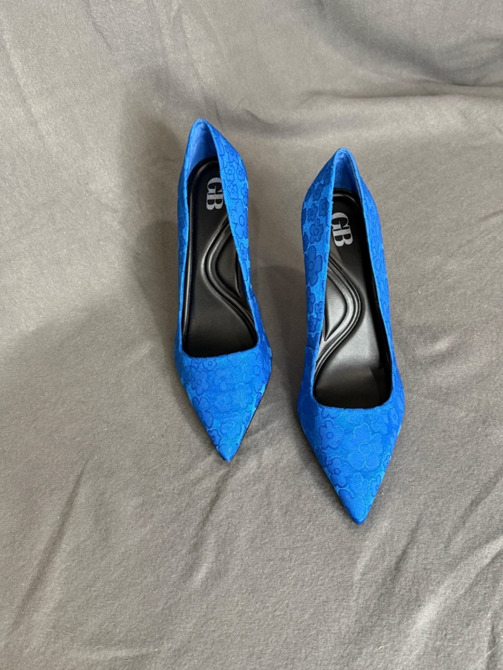GB Gianni Bini Cobalt Blue Floral Jacquard Pointed Toe Pumps Heels Size 7.5 - Picture 2 of 11
